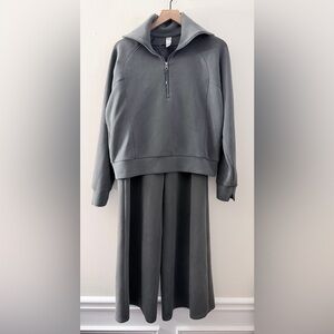 SPANX grey Air Essentials set quarter zip pullover wide leg pants M